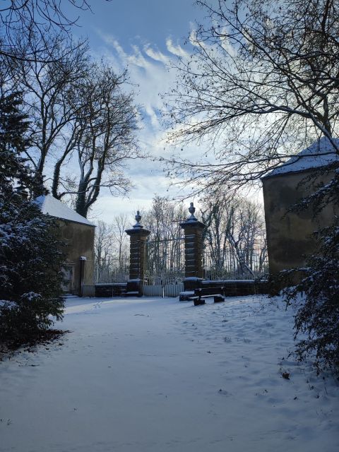 Château de Preisch - Moselle Trois Frontières - Portail d'entrée sous la neige