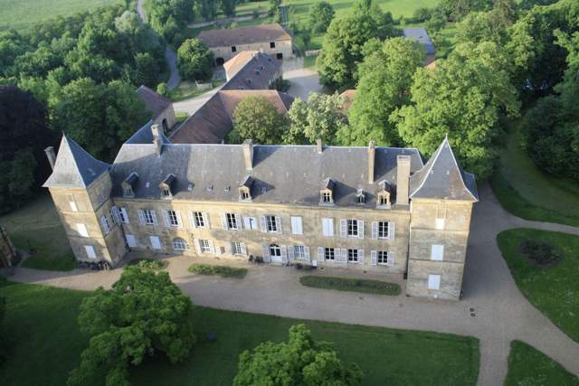 Château de Preisch - Moselle Trois Frontières - vue du ciel façade sud